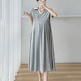 thumbnail image 5 of Wo-Fusoul Robe de Maternité pour Femmes, Manches Courtes à Revers Coupe Ample Décontractée Confortable Couleur Unie, Robe de Grossesse, 5 of 5