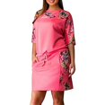 thumbnail image 1 of B91xZ Robes Printemps Été Femmes Manches Courtes Robes Maxi Amples Décontractées Longues avec Poches, Rouge TTG, 1 of 2