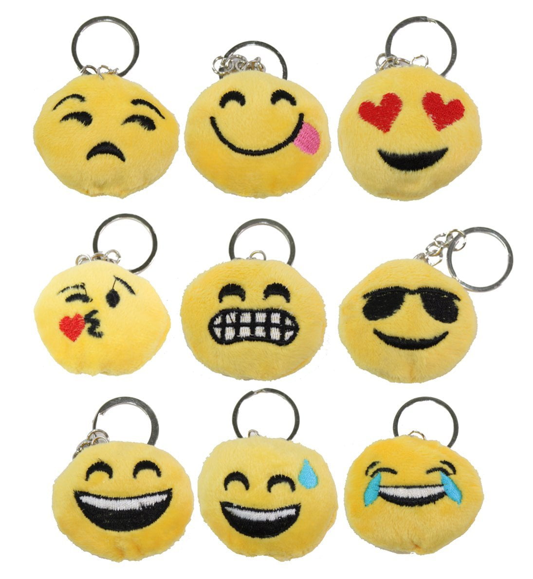 30x Mini Emoji Face Plush Key Chain Ring Emoticon Toy Keychain Handbag Bag Gift 