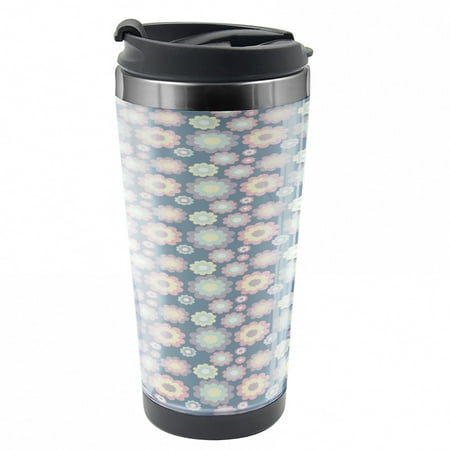 

Floral Travel Mug Petals in Various Sizes Steel Thermal Cup 16 oz by Ambesonne
