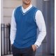 thumbnail image 1 of Chaleco de hombre tejido sin mangas casual cuello en V chaleco engrosado camisa de fondo, 1 of 5