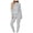 Gray, variant on Two Piece Outfits for Women Drawstring Hoodie Sweatshirt Solid Color Casual Pants Long Sleeve Running Suit Pocket Suit
