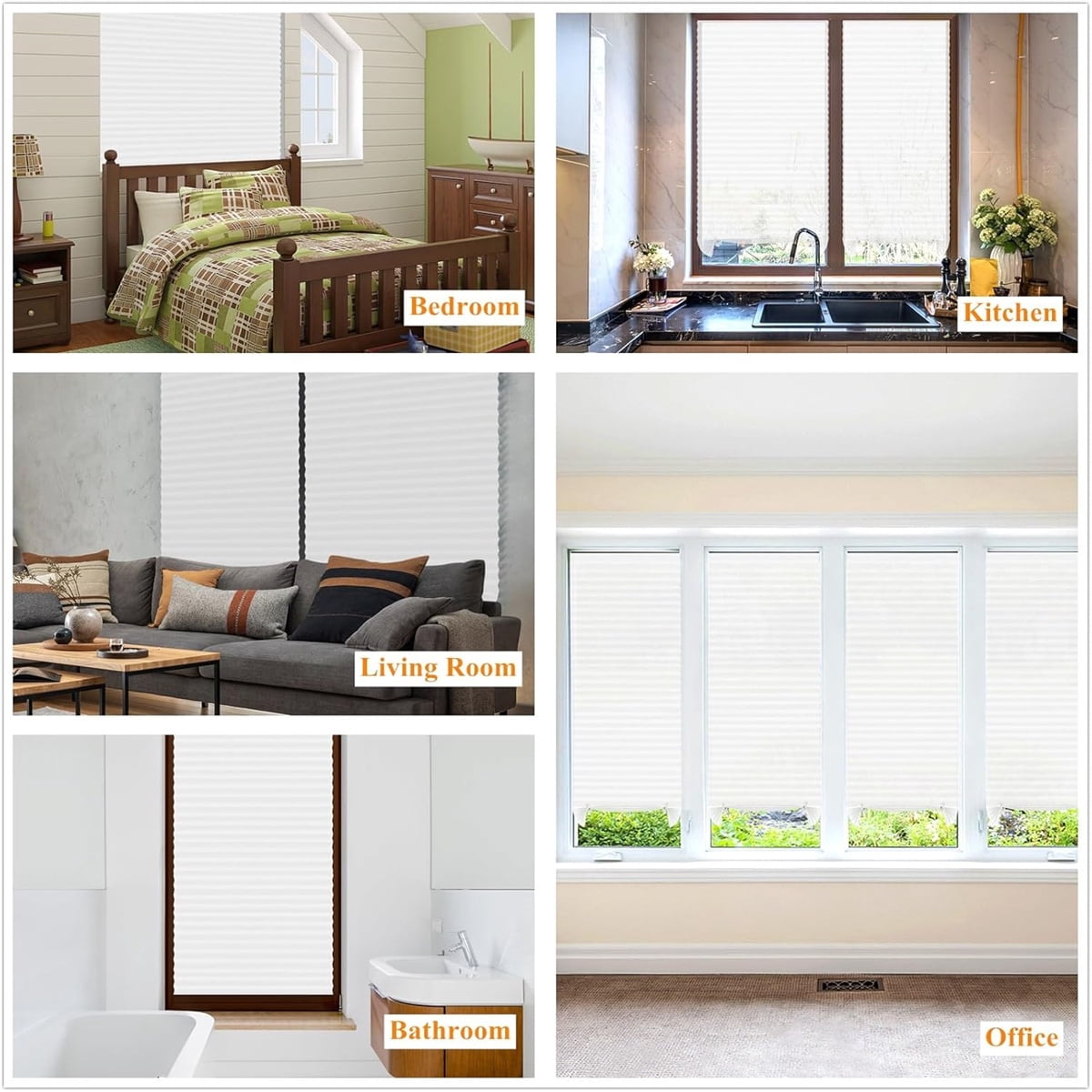 Portable Window Shades,2Pack Blackout Pleated Blinds,No Tools Cordless Shades for Indoor,QZS Portable Window Blinds for Home,Kitchen,35.4x70.9"