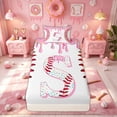 thumbnail image 3 of Meiyoeat Sprinkle Baseball Letter T Twin Sheet Sets for Boys Girls, Pink Red Ice Cream Drip Sport Bedding, 3 Pieces, 3 of 5
