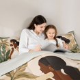 thumbnail image 4 of Castle Fairy Boho Black Woman Queen Comforter Set 3 Pieces,Minimalist Tropical Leaves Comforter Sets Queen,Beige,Grey Reversible,1 Comforter and 2 Pillowcases, 4 of 6