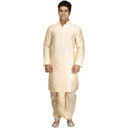 

Royal Men s Silk Blend Dhoti & Kurta Set_Gold