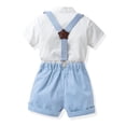 thumbnail image 3 of WOYY Infant Boys Outfits Short Sleeve Button-Down Shirt Suspenders Shorts Set, Sizes 6-9M, 3 of 3