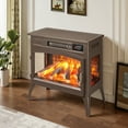 thumbnail image 3 of Upstreman Home 24" Freestanding Electric Fireplace Heater, 1000/1500W Retro Electric Stove 5200 BTU Space Heater with 3D Realistic Flame, Remote and Timer, Brown, 3 of 11