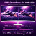 thumbnail image 3 of Deco Gear 49" White Curved Monitor, 3840x1080 Dual FHD Ultrawide Computer Monitor, 144Hz (165Hz OC) Curved Gaming Monitor, 1ms MPRT, 32:9 HDR, Anti-Glare Monitors for Computer, Height Adjustable, 3 of 10