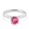 thumbnail image 2 of Gem Stone King 14K White Gold Pink Mystic Topaz Solitaire Engagement 4-Prong Ring for Women | 1.50 Cttw | Round 6MM | Gemstone Birthstone (Size 6), 2 of 4
