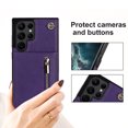 thumbnail image 3 of Allytech for Galaxy S22 Ultra Case with Removable Crossbody Shoulder Lanyard Strap, PU Leather Shockproof Magnetic Snap Zipper Pocket Card Slots Case for Samsung Galaxy S22 Ultra 5G 6.8" 2022, Purple, 3 of 13