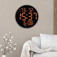 thumbnail image 3 of Reloj de pared BLESIY Sin tictac Pantalla temperatura humedad Control Remoto naranja 10 pulgadas, 3 of 5