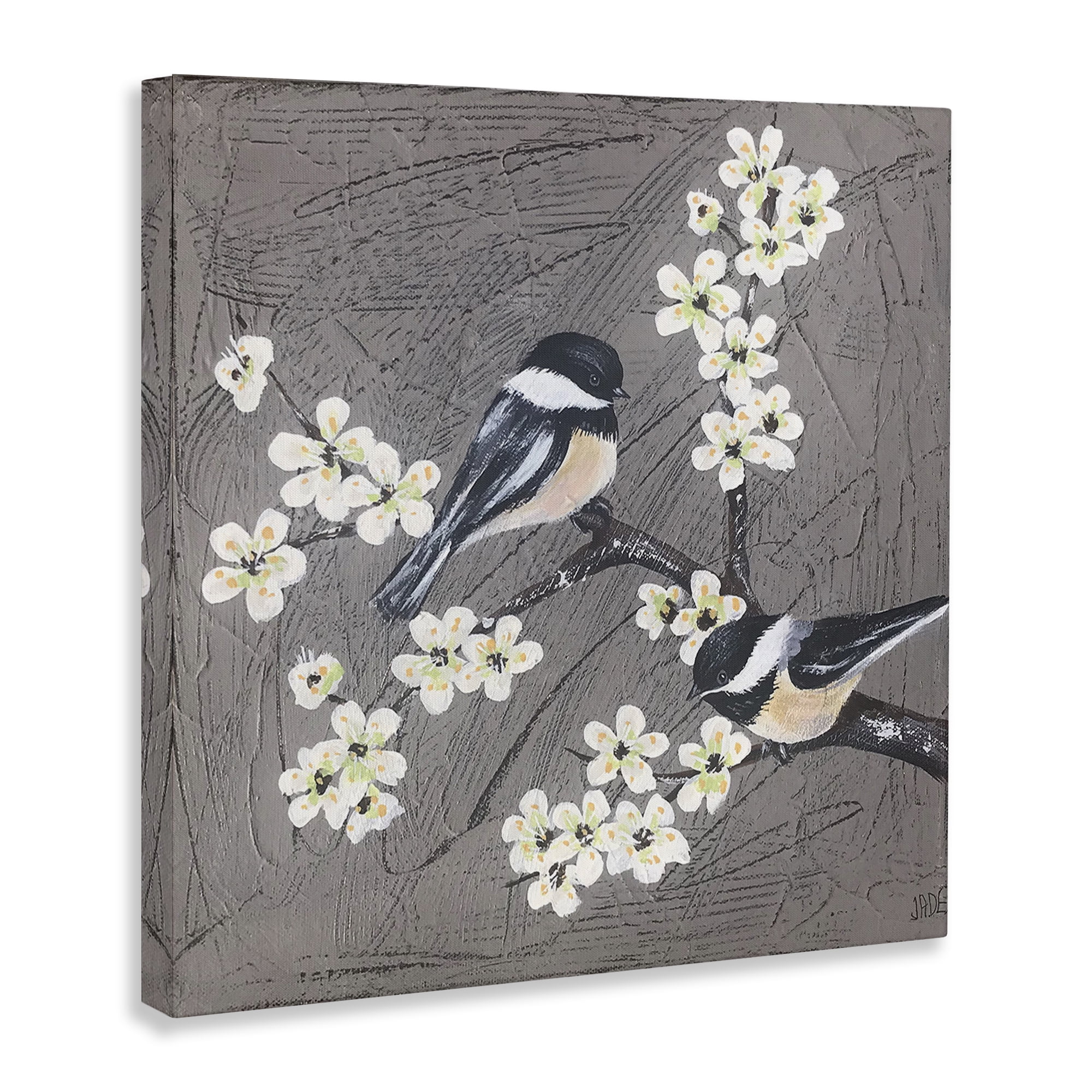 Stupell Industries Birds & Apple Blossoms Animals & Insects Painting Gallery Wrapped Canvas Art Print Wall Art, 24 x 24