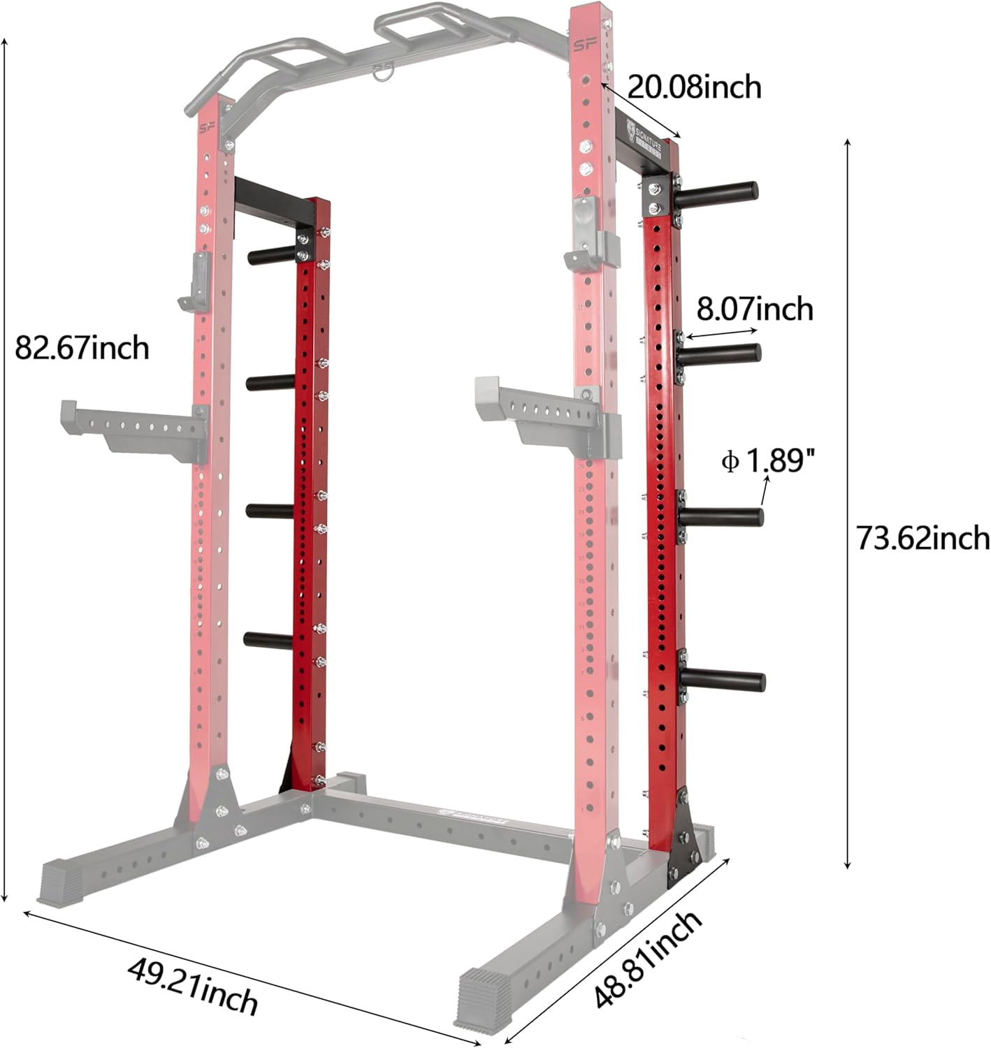 FlexWave HRCK1 Half Rack Conversion Kit, Red & Black, 3x3 Steel Add-On for Wall-Mount Squat Racks