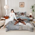 thumbnail image 4 of Manfei Vintage Texas Star 3 Pieces Queen Comforter Set for Kids Children Teens,Western Theme Ultra Soft Bedding Sets,Lodge Cabin Bedding Comforter Set Breathable,Lightweight Room Decor, 4 of 8