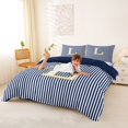 thumbnail image 2 of Erosebridal Kids Cartoon Monogrammed L Duvet Cover Set, Navy Stripes Ombre Bedding Full, 3 Pieces, No Comforter, 2 of 5