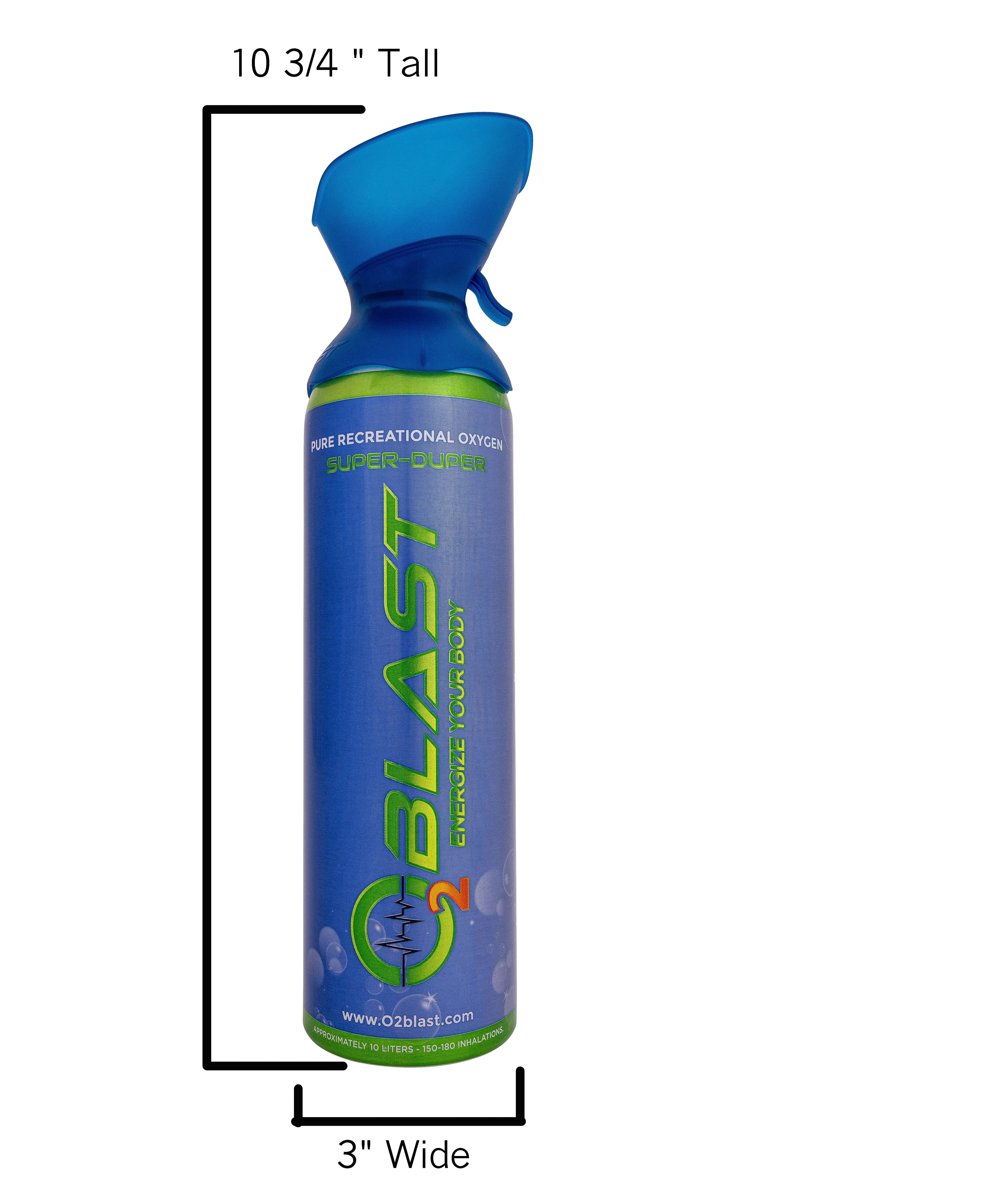 O2 Blast“ Pure Oxygen for Energy, Recovery & Performance - 10-Liter Can with Custom Breathing Mask, Pack of 12