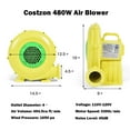 thumbnail image 2 of Costway Air Blower Pump Fan 480 Watt 0.6HP For Inflatable Bounce House Bouncy Castle, 2 of 9