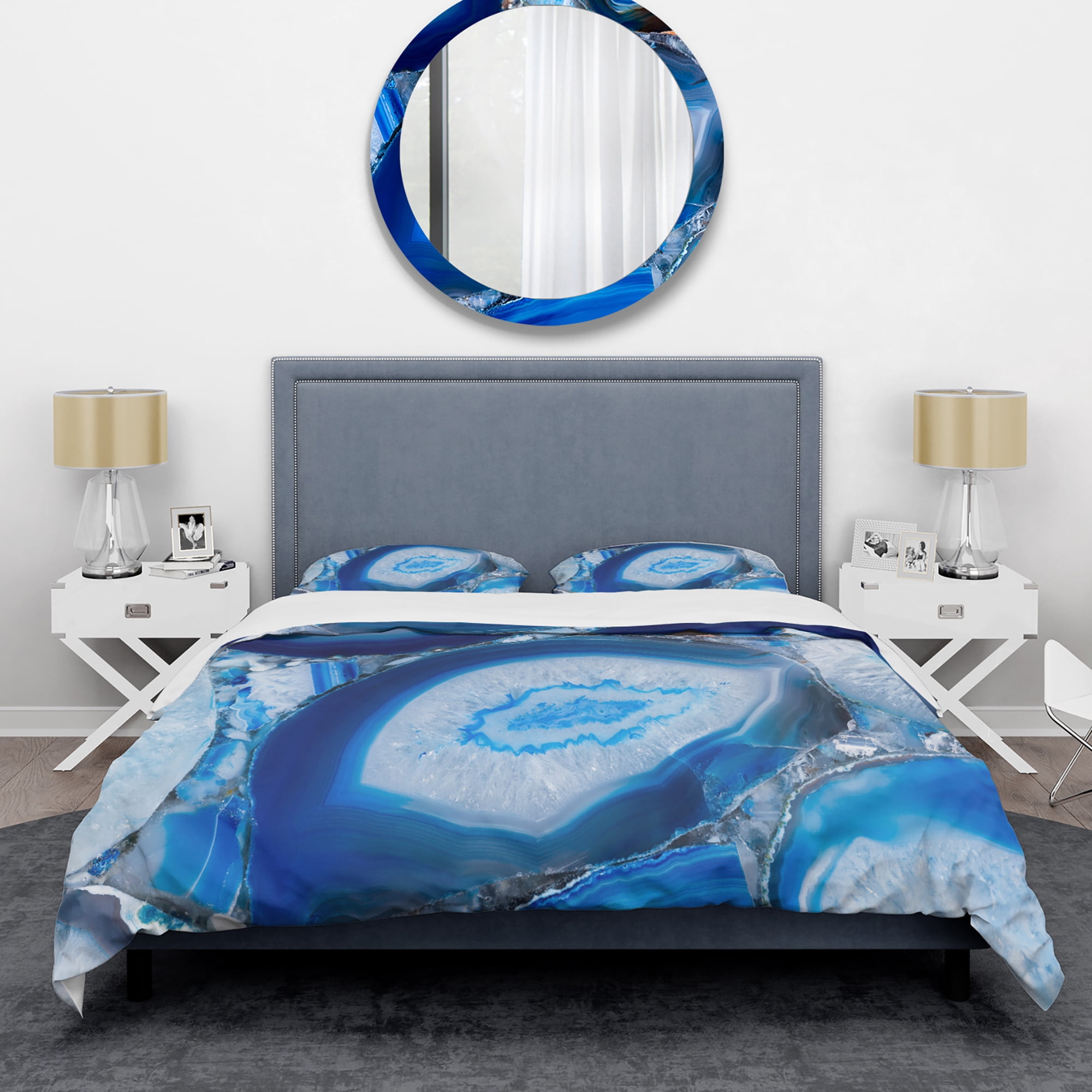 Designart 'Blue Agate Geode' Mid-Century Modern Duvet Cover Set