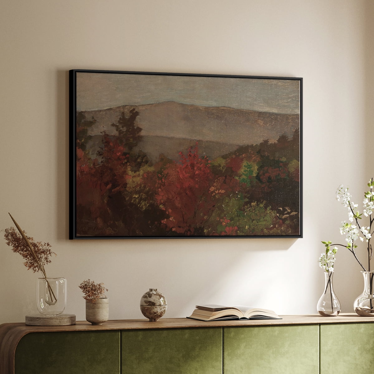 Vintage Landscape-CCCXXXI By Wexford Home Framed in Black Wood Gallery Wrapped Canvas 17 in. x 25 in.