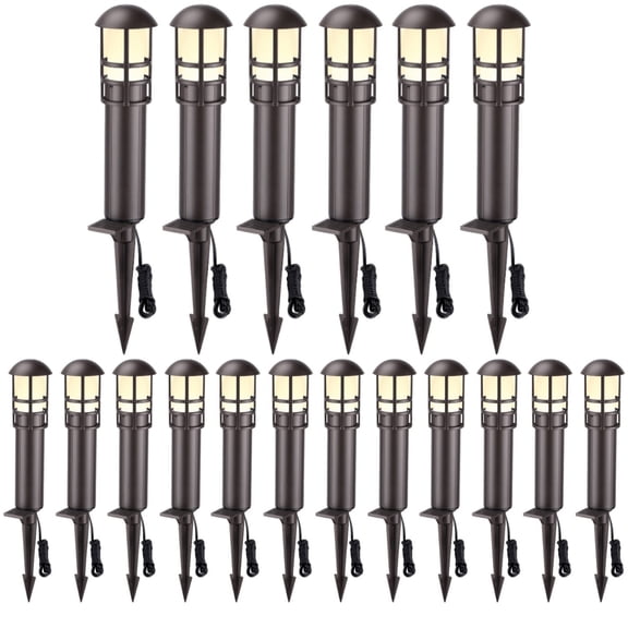 18 Pack 3W LED Landscape Light, IP65 Waterproof, 12-24V Low Voltage, 3000K Warm White, Aluminum Housing with Ground Stake