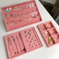 thumbnail image 3 of Pink Velvet B/M/S Necklace Earrings Storage Box Showcase Jewellery Stand Holder Ring  Jewelry Display Organizer Case Tray Holder, 3 of 6