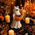thumbnail image 4 of Resin Ghost Figurine with Pumpkin Candy Bowl Halloween Porch Yard Patio Decor Freestanding Indoor Outdoor Statue Virelaxpo, 4 of 7