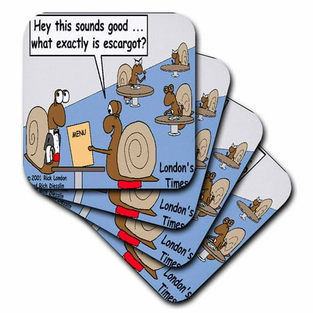 Ceramic Escargot - 3dRose Snail Orders Escargot , Ceramic Tile Coasters, set of 4