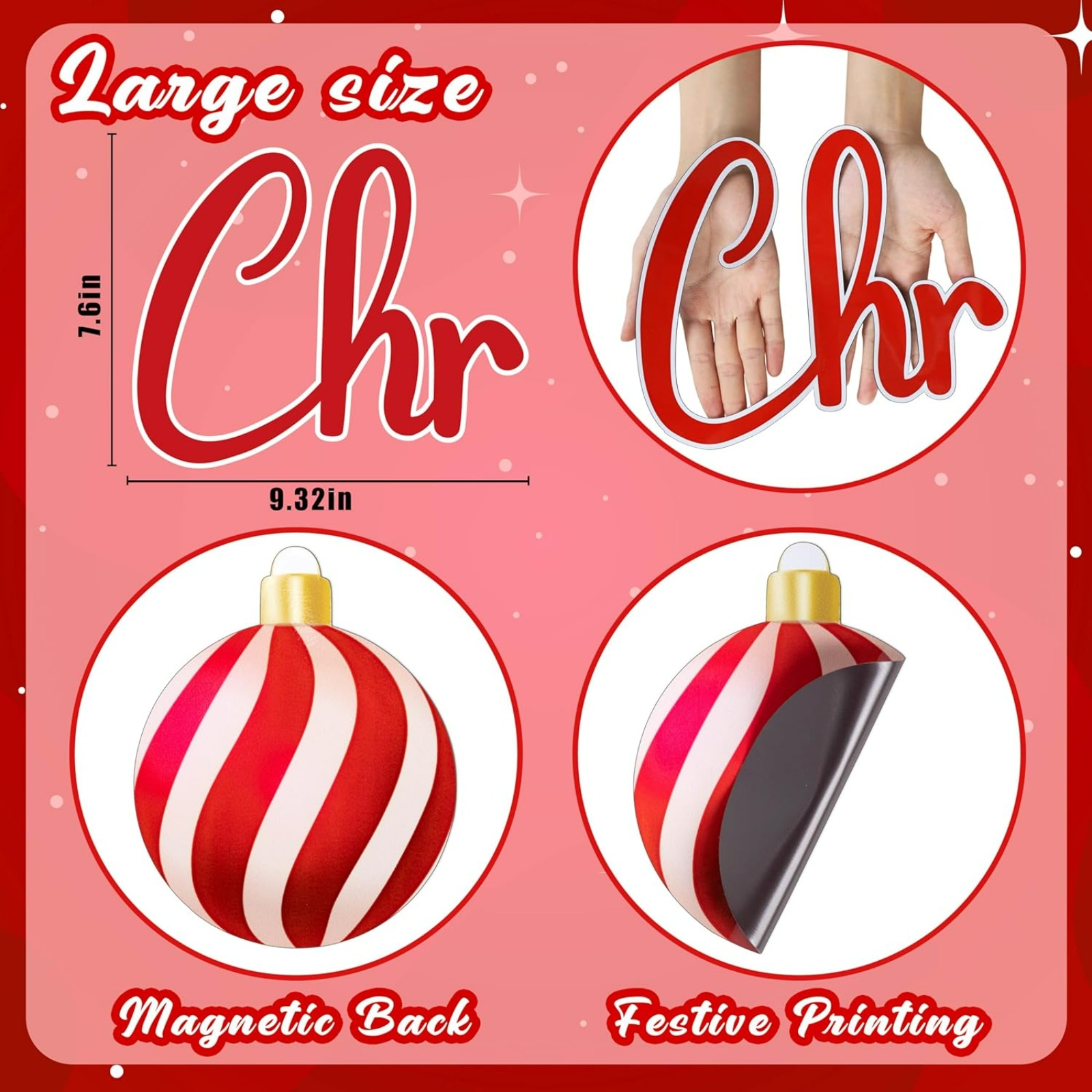Christmas Garage Door Decorations Magnets - 32PCS Merry Xmas Ball Holiday Decor for Refrigerator and Kitchen