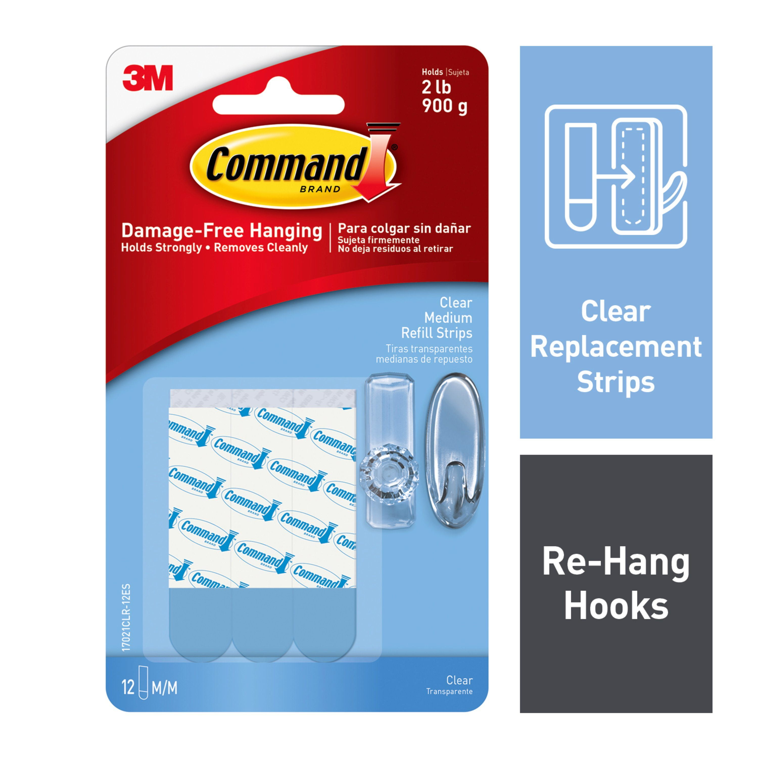Command Refill Strips, Clear, Medium, 12 Strips/Pack