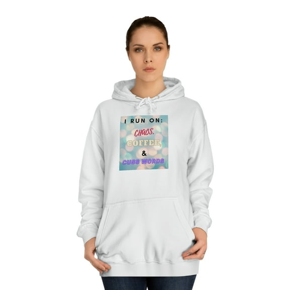Aged Vanilla Unisex I Run on Coffee, Chaos, & Cuss Words Hoodie Large