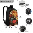 thumbnail image 5 of Uourmeti Floral Lion Portrait Print Smooth Zippers Backpack for Camping Travel, Stylish Spacious Storage School Backpack Side Mesh Pockets Student Bookbag, 5 of 6