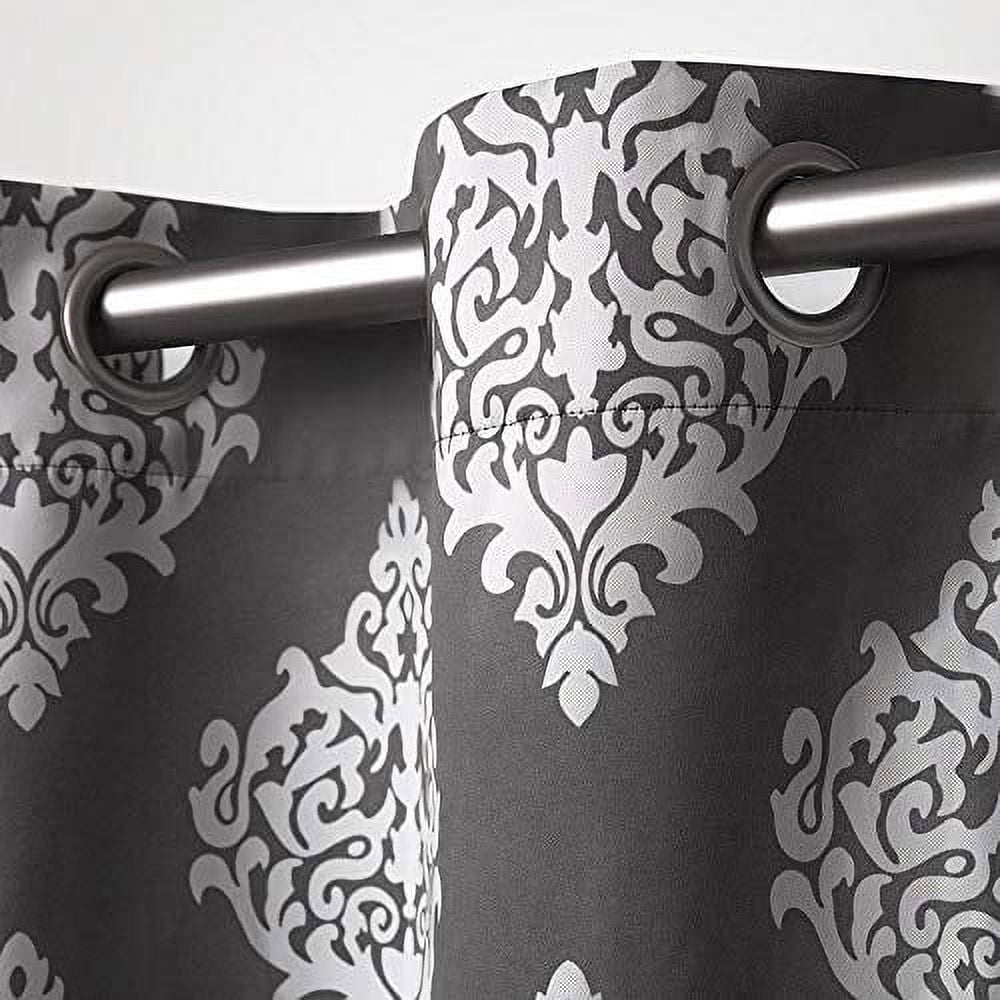 Exclusive Home Medallion Room Darkening Blackout Grommet Top Curtain Panel Pair, 52"x84", Black Pearl