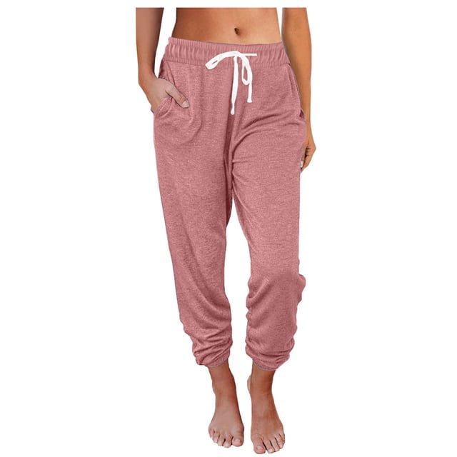 MeetoTime Joggers for Women Casual Baggy Drawstring High Waisted Workout Running Sweatpants