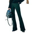 thumbnail image 5 of Grianlook Ladies Palazzo Pant High Waist Trousers Wide Leg Bottoms Women Loose Fit Flare Pants Baggy Corduroy Green 2XL, 5 of 6
