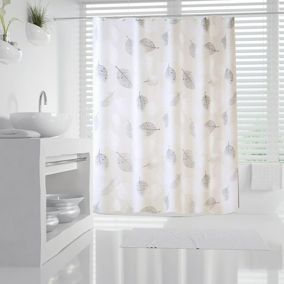 Cortina de ducha grande con hojas frescas, antihongos, estampada e impermeable, sin necesidad de perforar agujeros, (120*180cm)