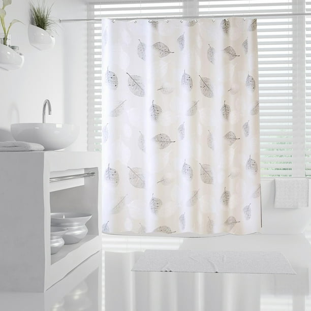 Cortina de ducha grande con hojas frescas, antihongos, estampada e impermeable, sin necesidad de perforar agujeros, (120*180cm)
