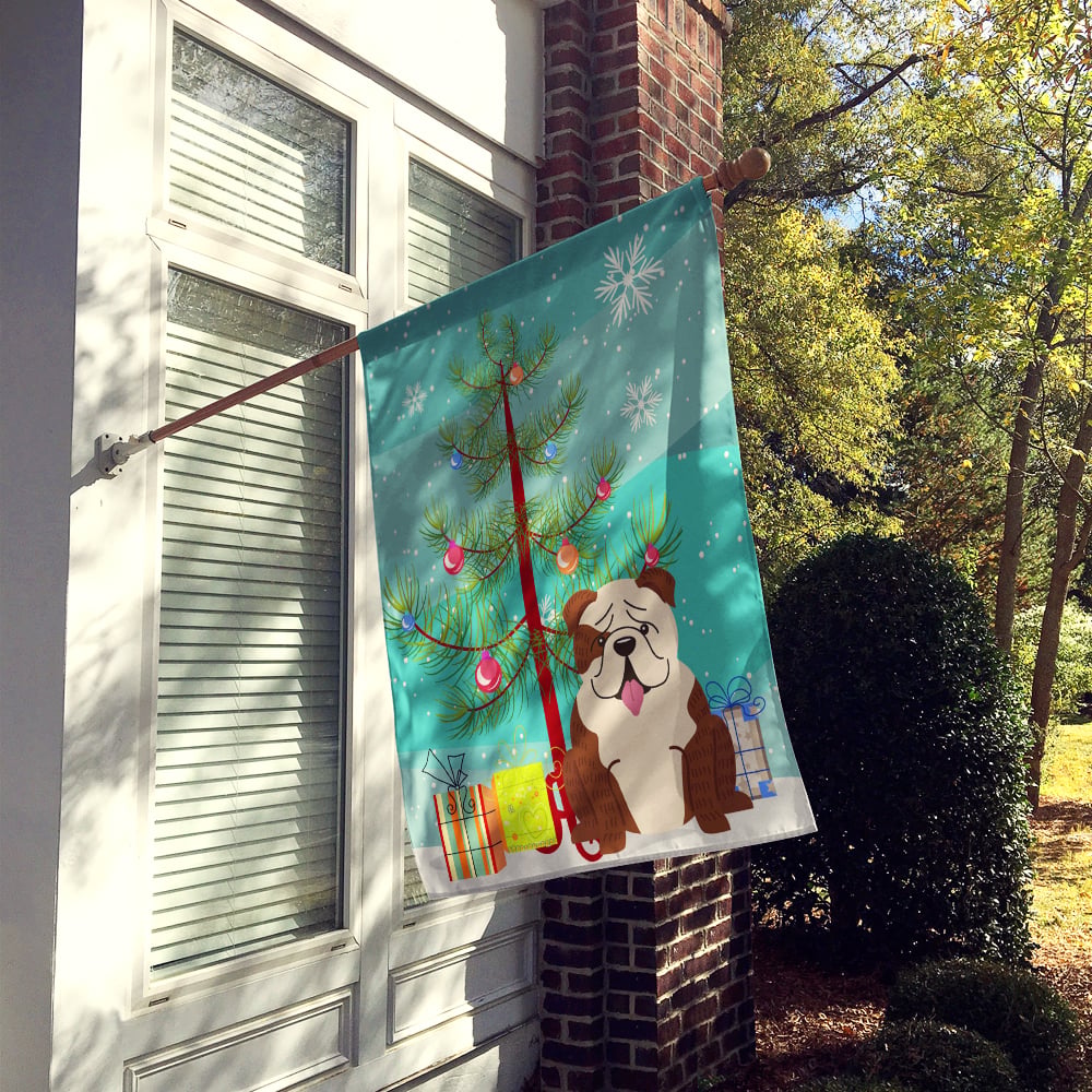 thumbnail image 2 of Caroline's Treasures BB4246CHF Merry Christmas Tree English Bulldog Brindle White Flag Canvas House Size , Large,, 2 of 4