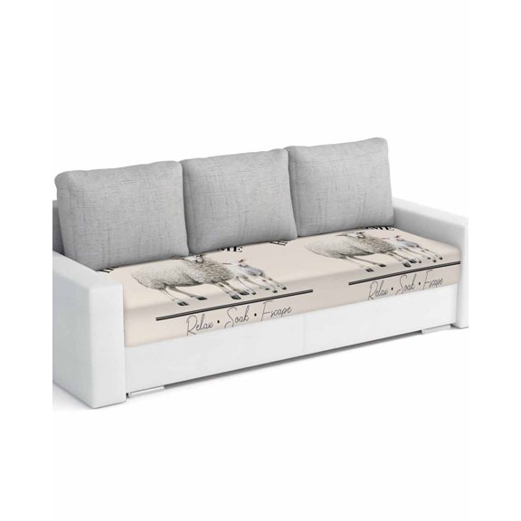 Farmhouse Sheep Couch Cushion Covers Stretch, Washable Sofa Seat Covers Individual Seat Cushion Sofa Slipcovers Watercolor Cute Animals Retro Art Couch Cover Furniture Protector L-1PCS