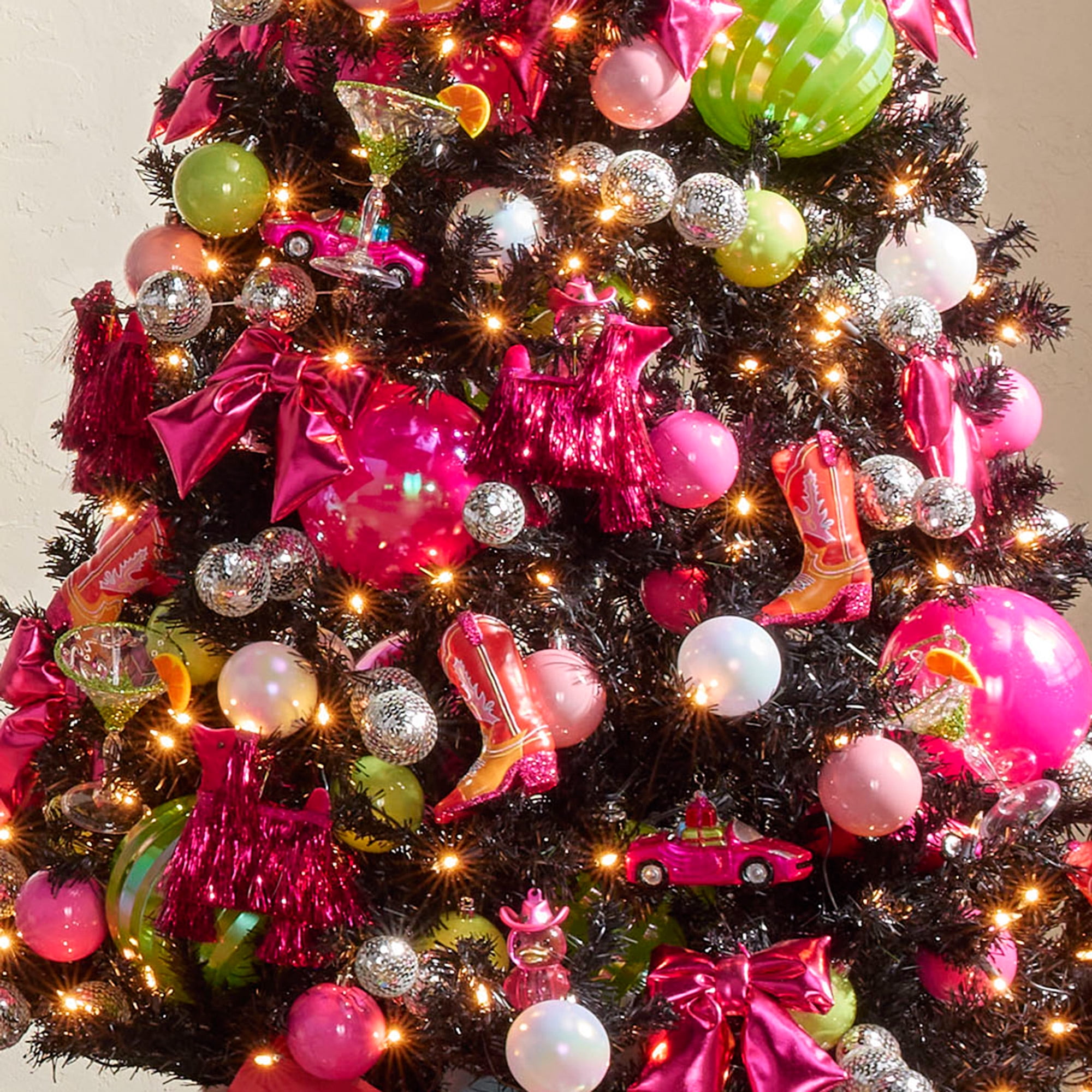 2-Count Pink and Lime Green Glitter Jumbo Shatterproof Ball Christmas Ornaments, 8 in, by Holiday Time