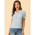 thumbnail image 2 of INSPIRE CHIC Women's Cherry Print Ruffle V Neck Short Sleeve Summer Blouses 2 L, 2 of 5