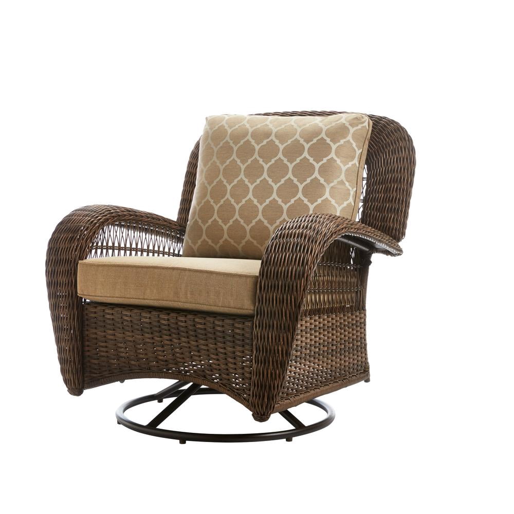 Hampton Frs80812crs Bay Beacon Park Wicker Outdoor Swivel Lounge Chair With Toffee Cushions Walmart Com Walmart Com