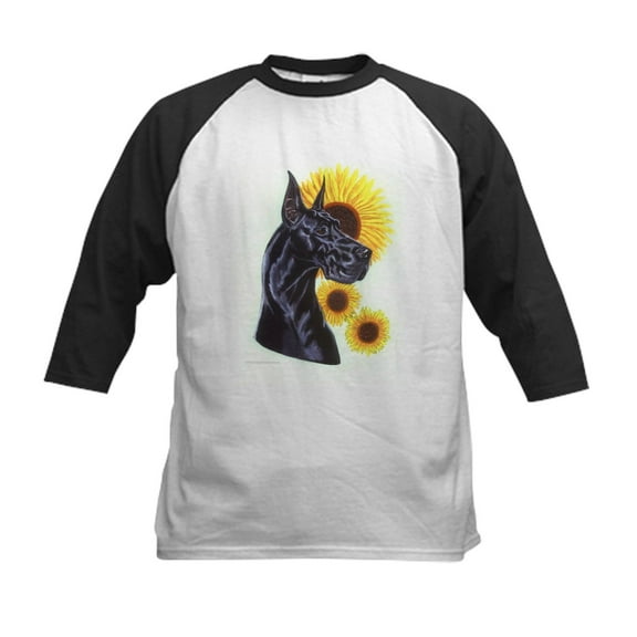 CafePress - C Blk Sunflower Kids Baseball Jersey - Kids Cotton Baseball Jersey, 3/4 Sleeve Shirt