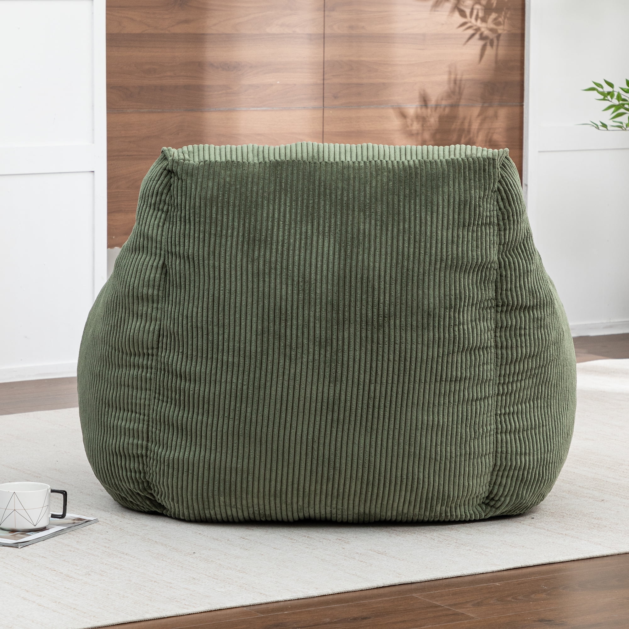 Giant Bean Bag Chair Sofa for Adults and Teens - Comfy Corduroy Large Bean Bag with Armrests for Bedroom, Living Room, Adult Lazy Sofa Couch Chair with Filler Included
