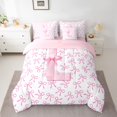 thumbnail image 2 of jejeloiu Initial Letter L 7-Piece Twin Bedding Sets,Kawaii Bowknot Ribbon Bedding Comforter Set For Bow Lover Reversible, 2 of 8