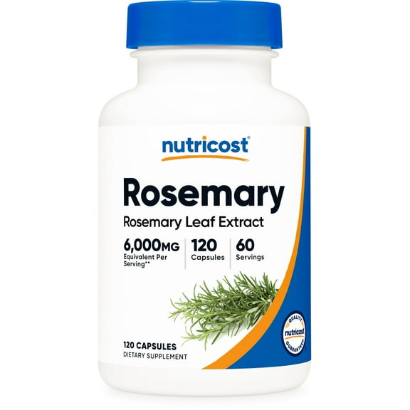 Nutricost Rosemary Extract (6,000mg Equivalent) 120 Capsules - Vegan Rosemary Leaf Extract Supplement, Gluten-Free, GMO-Free, 60 Servings