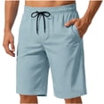 thumbnail image 4 of Mens Shorts Under $10 Summer Casual Shorts Solid Color Mens Shorts Elastic Waist Sports Lightweight Breathable Pocket Shorts for Men, Light Blue-3XL, 4 of 8