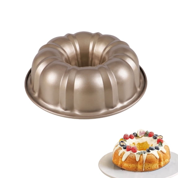 10" Bundt Cake Pan, Nonstick Fluted Cake Pans for Baking, Heavy Duty Carbon Steel Tube Round Cake Mold for Brownie, Pumpkin Bread, Flan Meatloaf