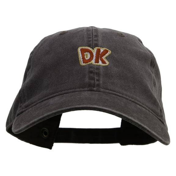 Mario DK Donkey Logo Embroidered Washed Solid Pigment Dyed Cotton Twill Brass Buckle Cap - Brown OSFM