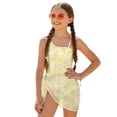 thumbnail image 2 of SEANATIVE Girls Bathing Suit with Mesh Sheer Swimsuit Coverup Back Cutout Summer Beachwear One Piece Swimsuits for Teen Girls, Size 11-12 Years, Floral Cross Flower Yellow, 2 of 7